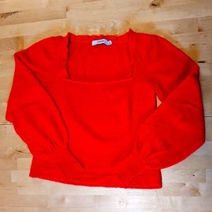 Square neckline sweater